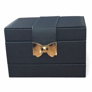 Chic Black Jewelry Box with Gold Bow a perfect Christmas gift